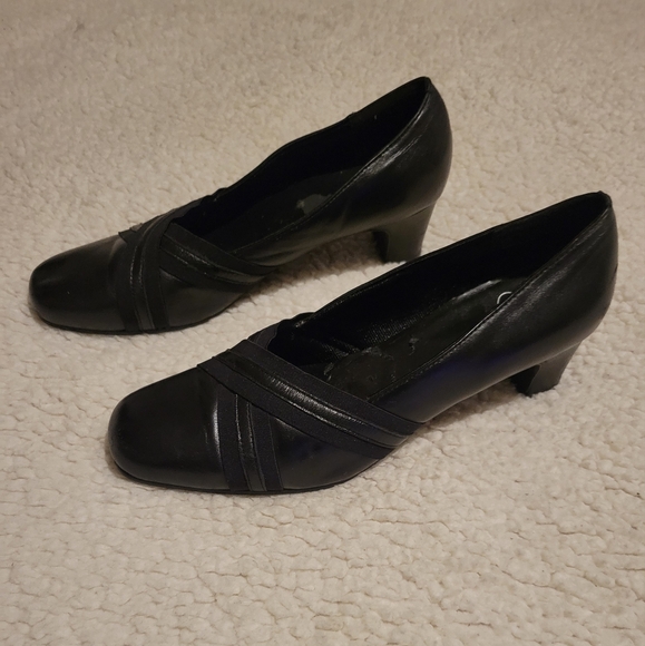 S.R.O Shoes - WOMENS S.R.O. SAMMI LEATHER HEEL PUMPS BLACK SIZE 8